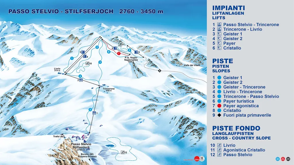 Passo dello Stelvio piste map