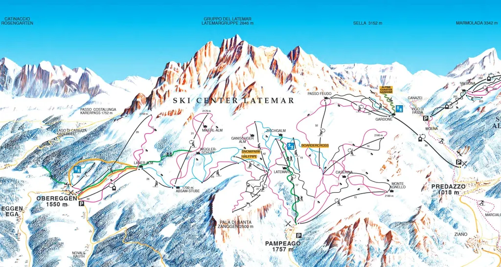 Latemar Dolomites piste map