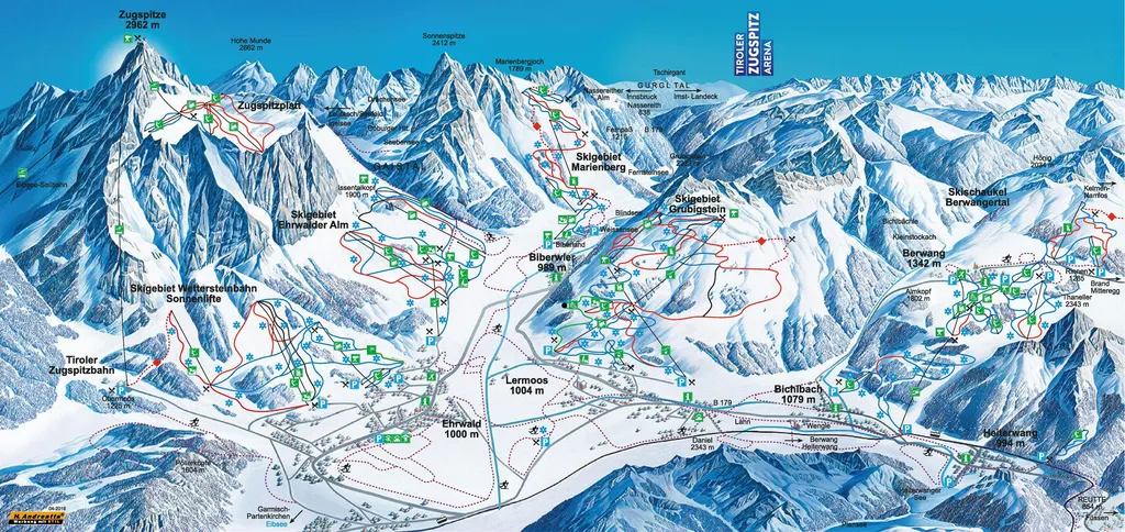 Ehrwalder Wettersteinbahnen piste map