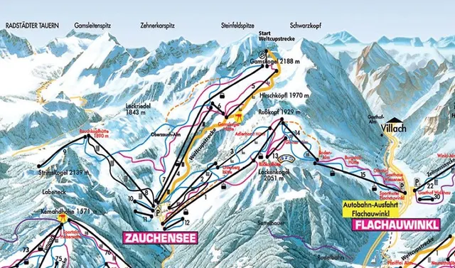 Zauchensee-Flachauwinkl piste map