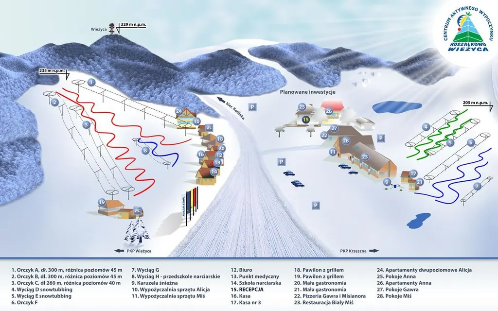 Koszałkowo-Wieżyca piste map