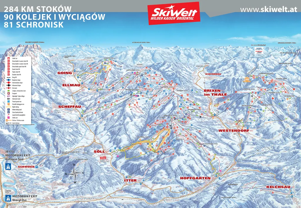SkiWelt Wilder Kaiser-Brixental piste map