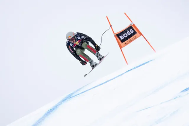 Austrian alpine skiing legend takes on fearsome downhill course as forerunner