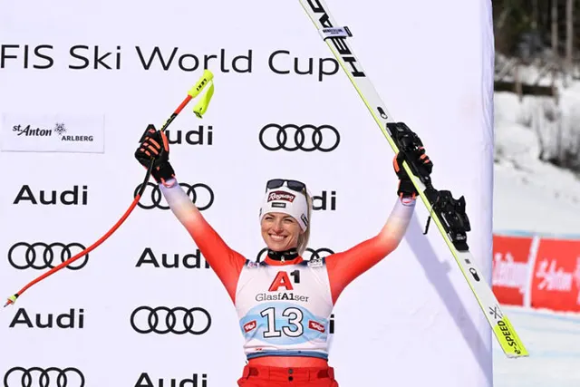 Lara Gut-Behrami is top in the Super-G too