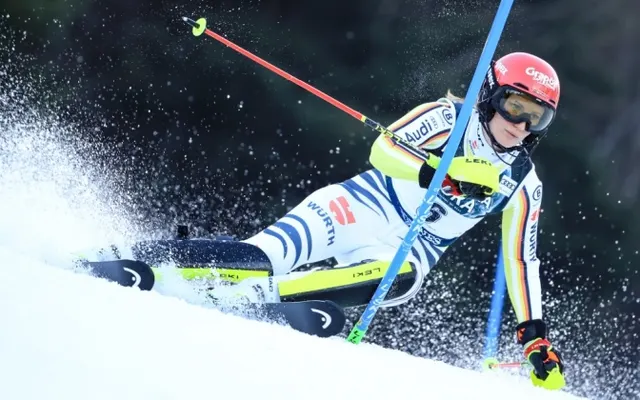 Lena Dürr on the podium in Flachau